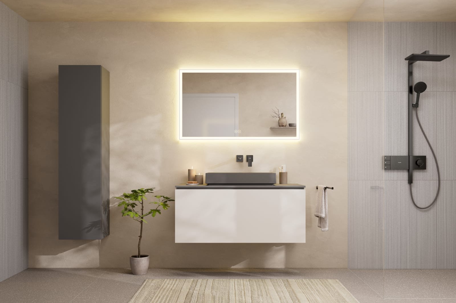 Hansgrohe Xilesa E hoge kast 400x350 scharnier rechts SMG