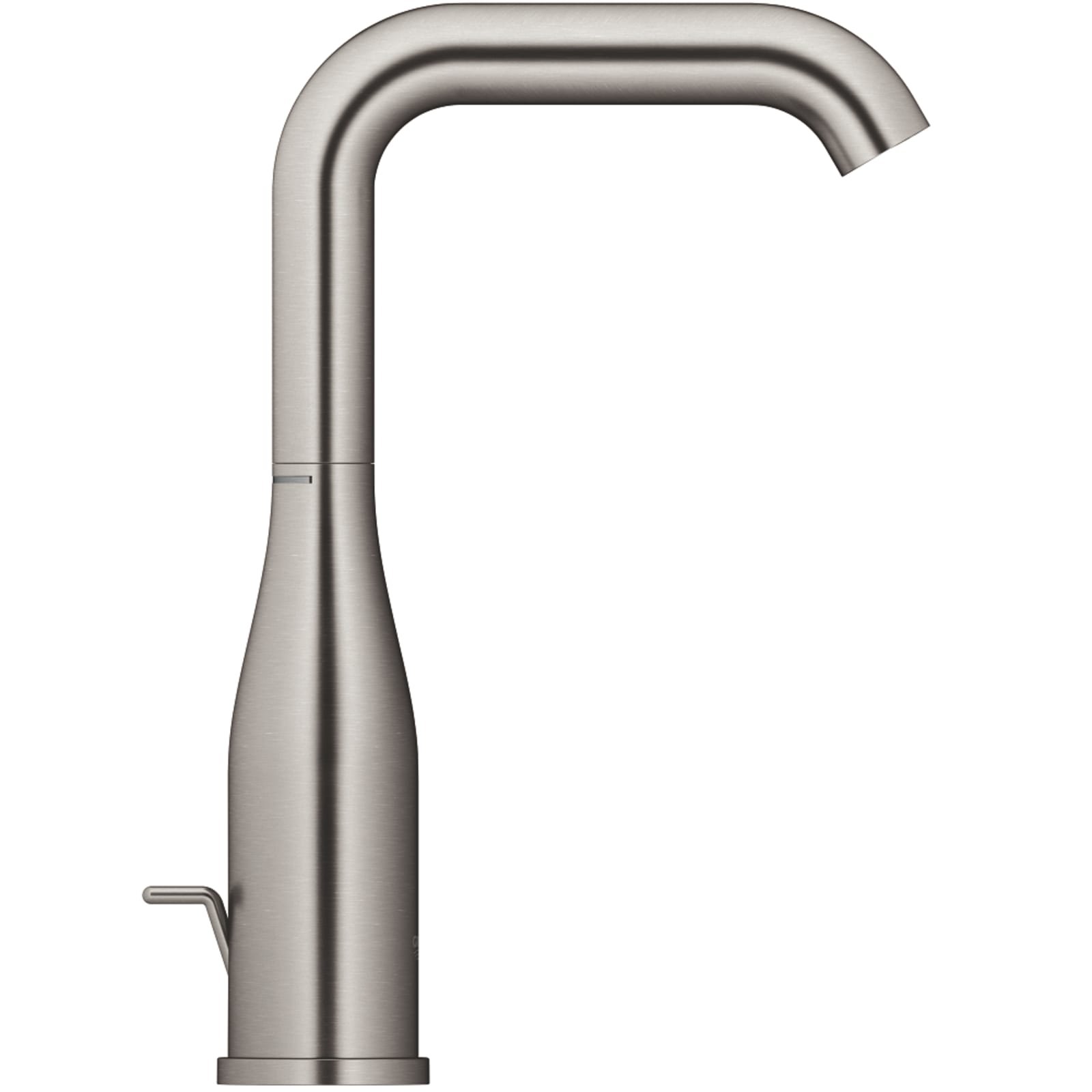 Grohe Essence New Wastafelmengkraan L-size, trekwaste, eengreeps, 1-gats, 244mm hoogte, 127mm uitloop, draaibaar, hard graphite