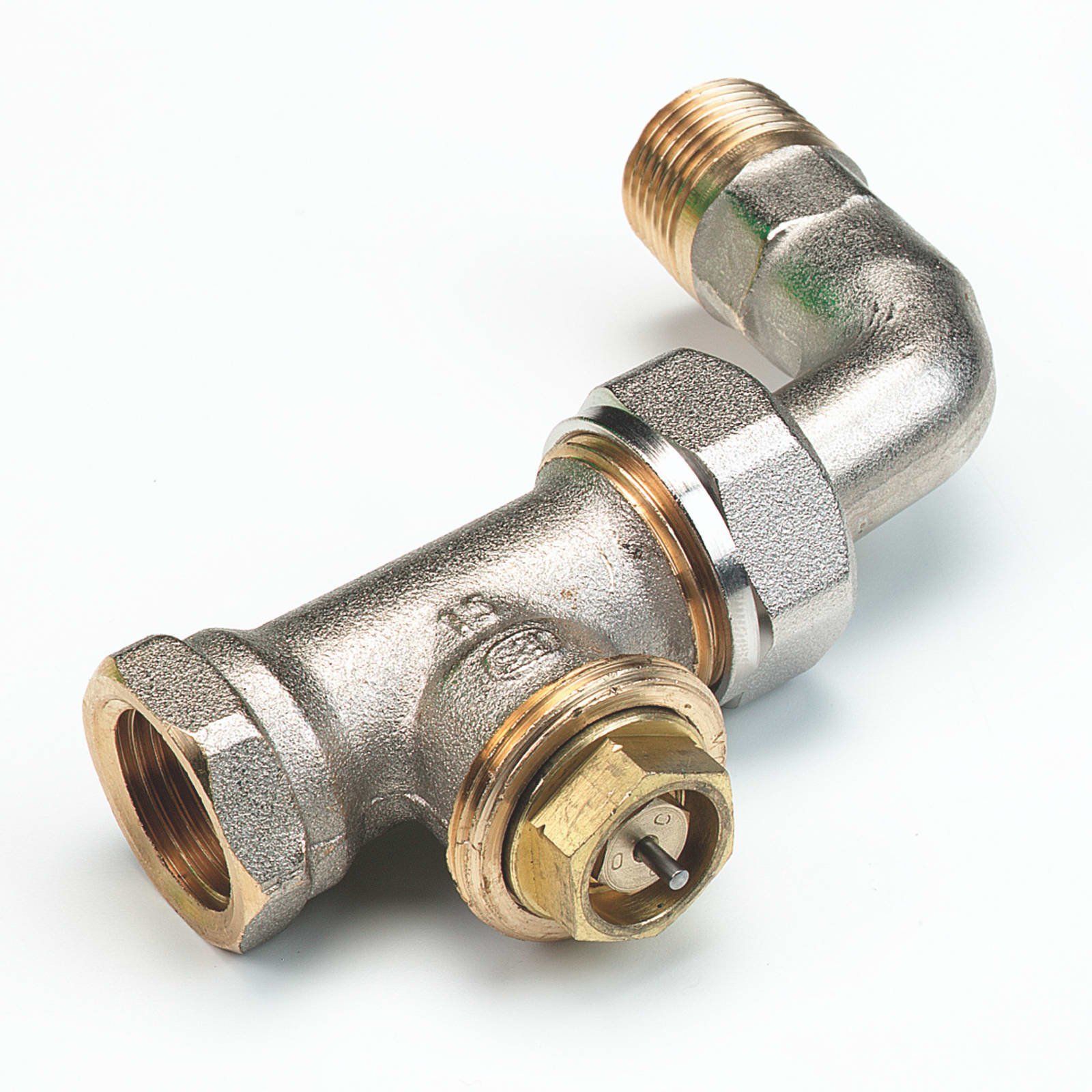 Comap thermostatische radiatorkraan met vaste Kv waarde type 809CB. 1/2" Recht met bocht. T.b.v. M28 kop