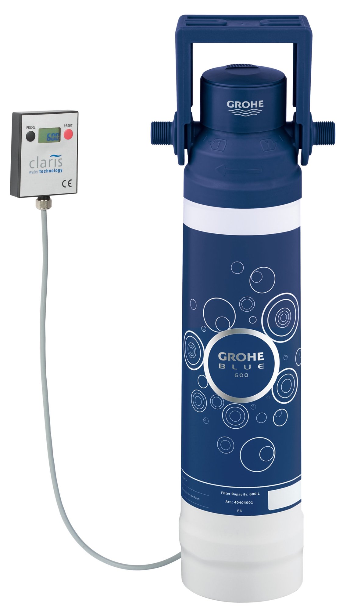 Grohe Red filter met filterhouder voor gebieden met een hoge carbonaathardheid van het water.