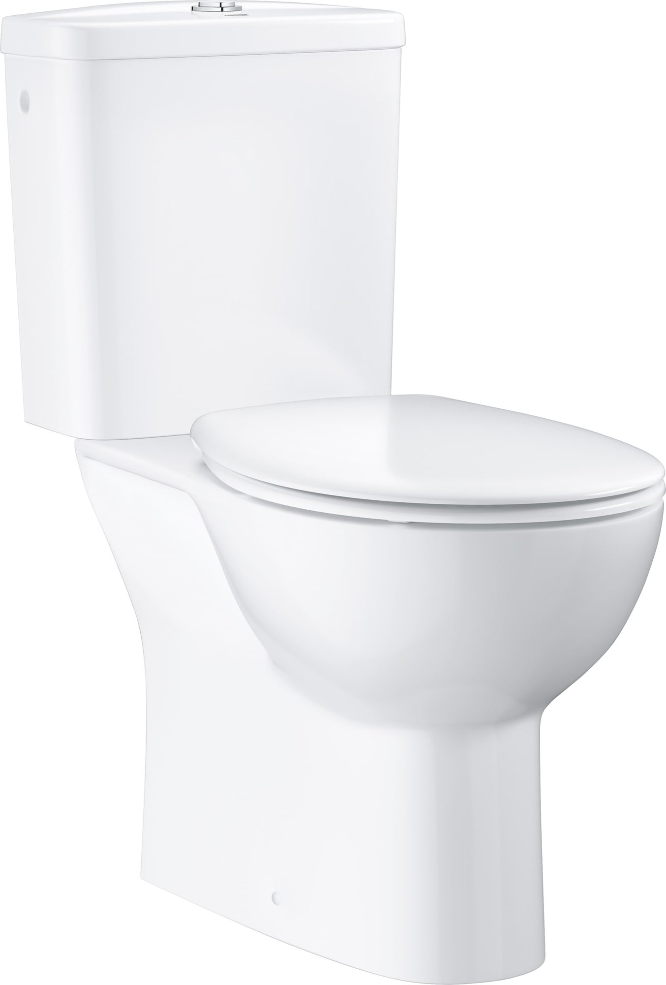 Grohe Bau closetcombinatie, diepspoel, drukknop, zonder spoelrand, met zitting, S-vormig, softclose, hxbxd 772x364x701mm, glans wit