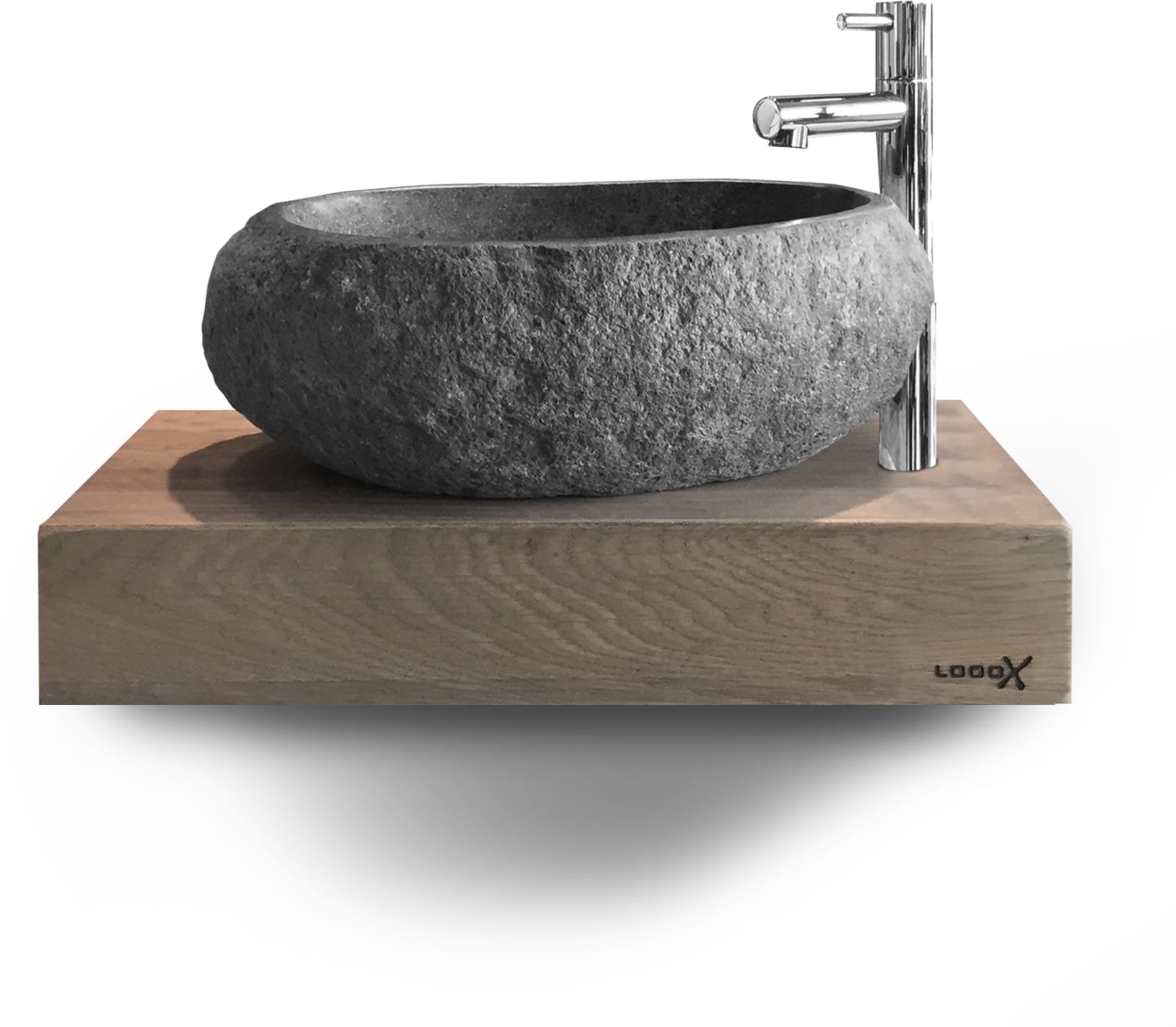 Looox Wooden Mini Base Shelf 40cm eiken 'old grey'