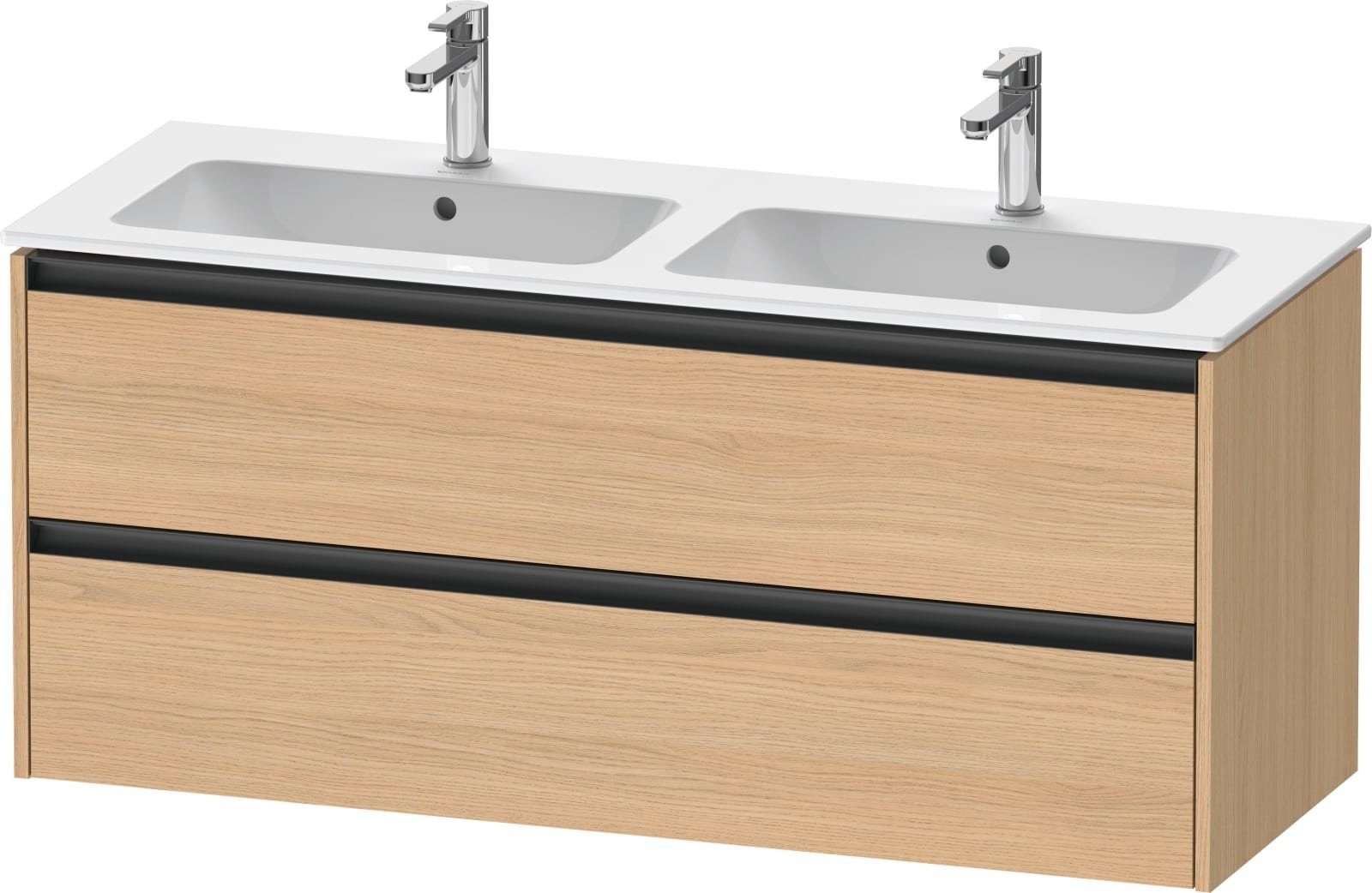Duravit Ketho.2 Wastafelonderbouw hangend, Natuur eiken Mat, rechthoekig, aantal kleine lades: 2 – K25266030300000