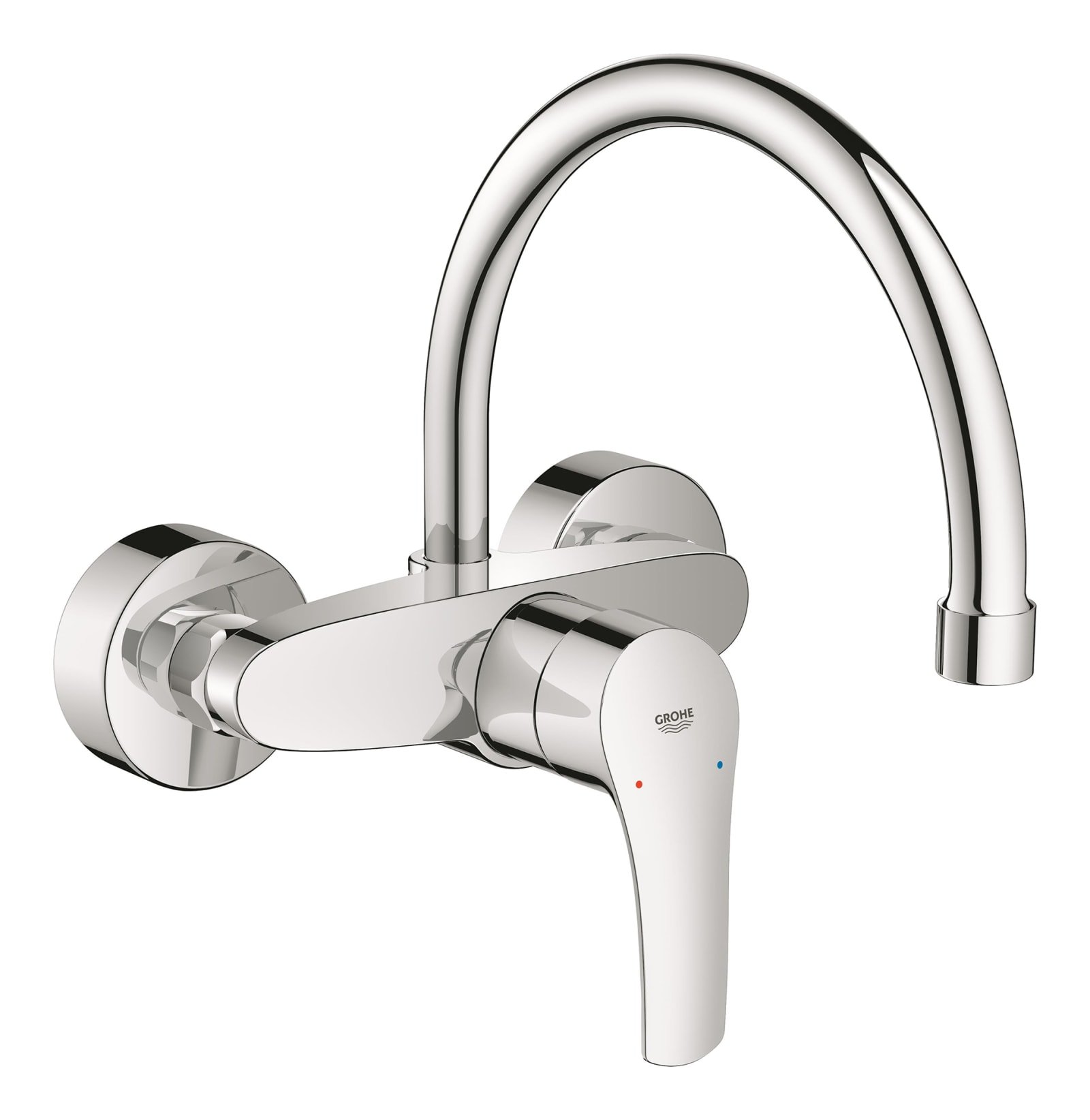 Grohe Eurosmart keukenmengkraan met hoge uitloop en wand sprong 245mm, chroom