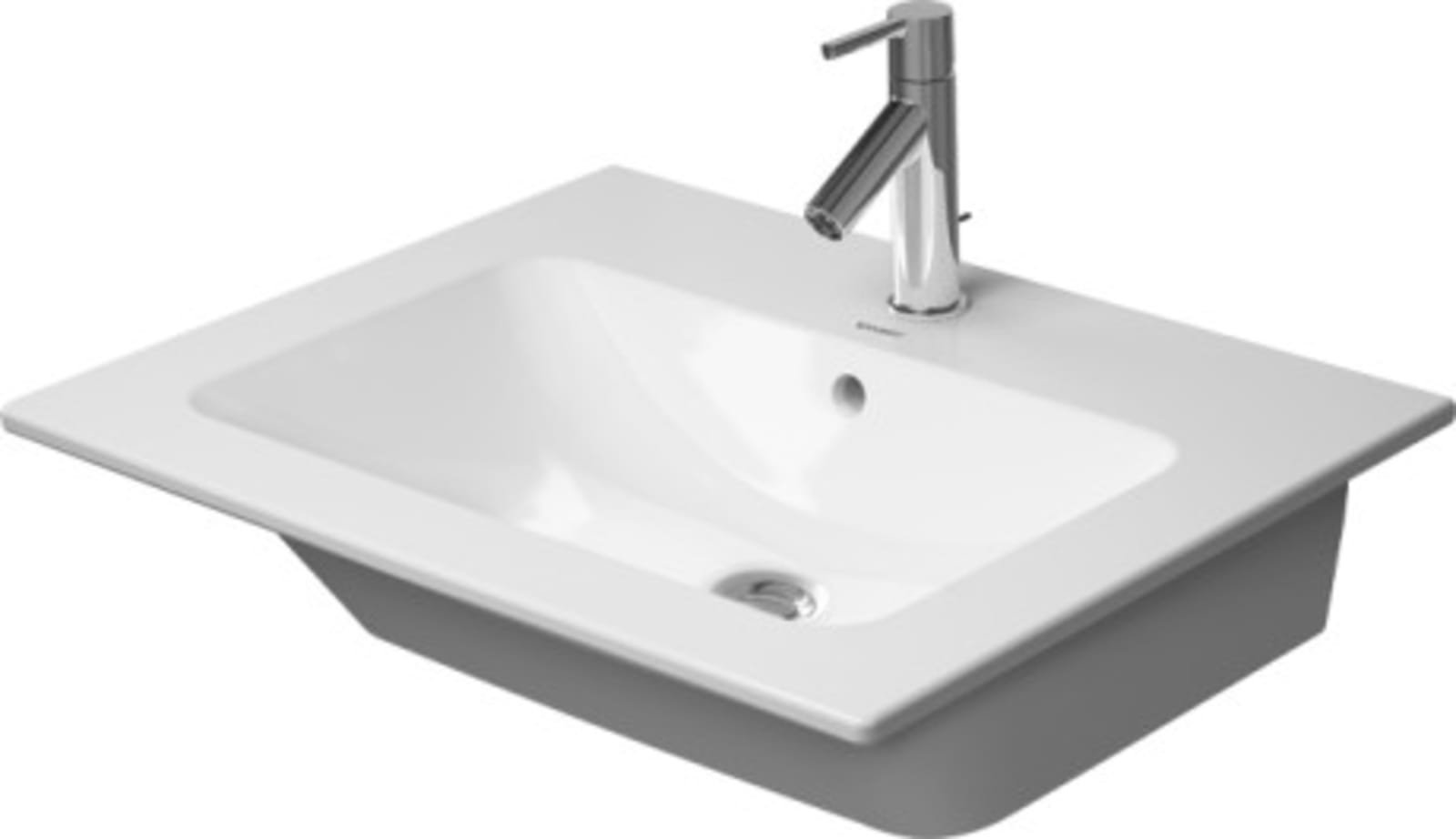 Duravit, Dubbele wastafel, ME by starck, met overloop, 1x kraangat, met overloop, 630 x 180 x 490mm (BxHxD), keramiek, wit