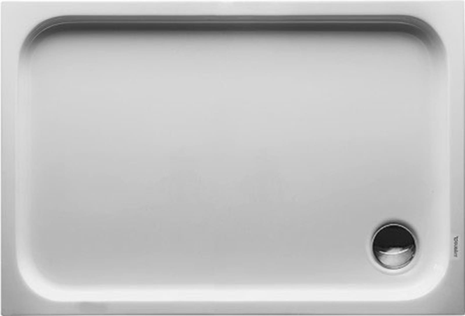 Duravit D-Code, Douchebak, rechthoekig, anti-slip, 90mm afvoer, acryl, 1100 x 750mm (LxB), 85mm bak, glans wit