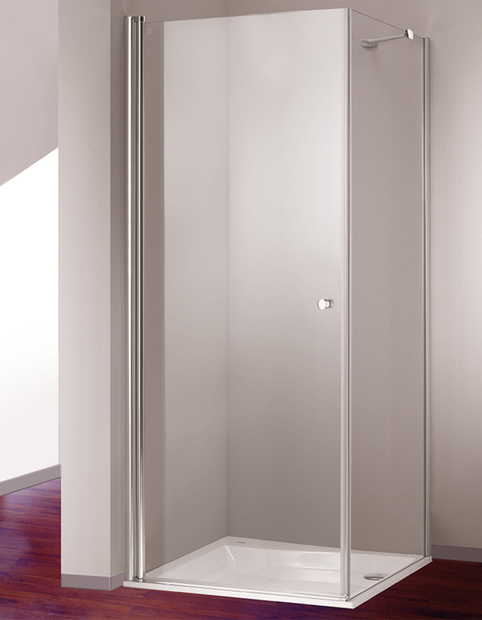 Huppe Design Pure 501, Zwaaideur vierhoek, 2 vleugels, 1900mm (H), profiel chroom, 6mm glas helder