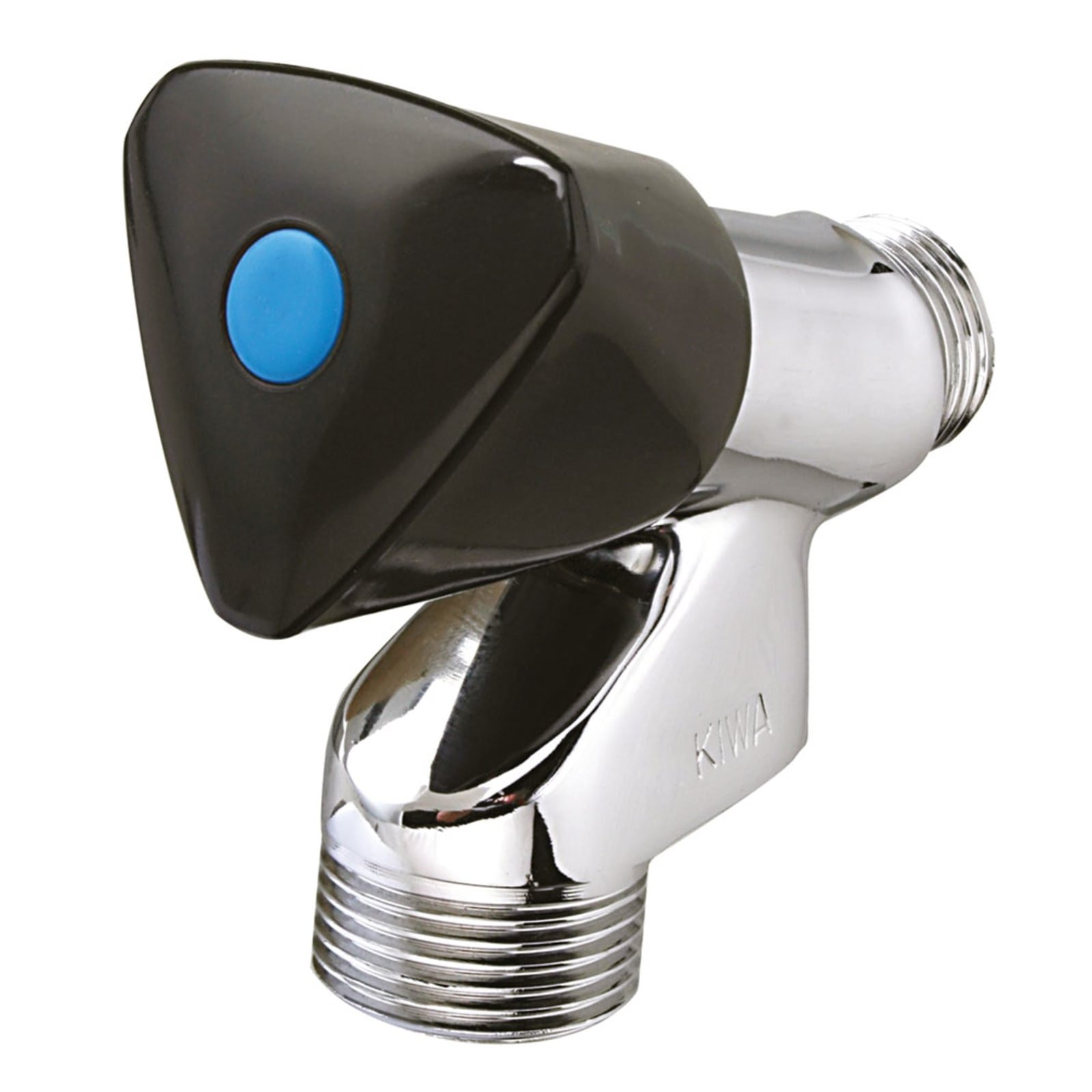 Raminex glansverchroomde beluchterkraan 1/2'' met zwarte knop / Kiwa