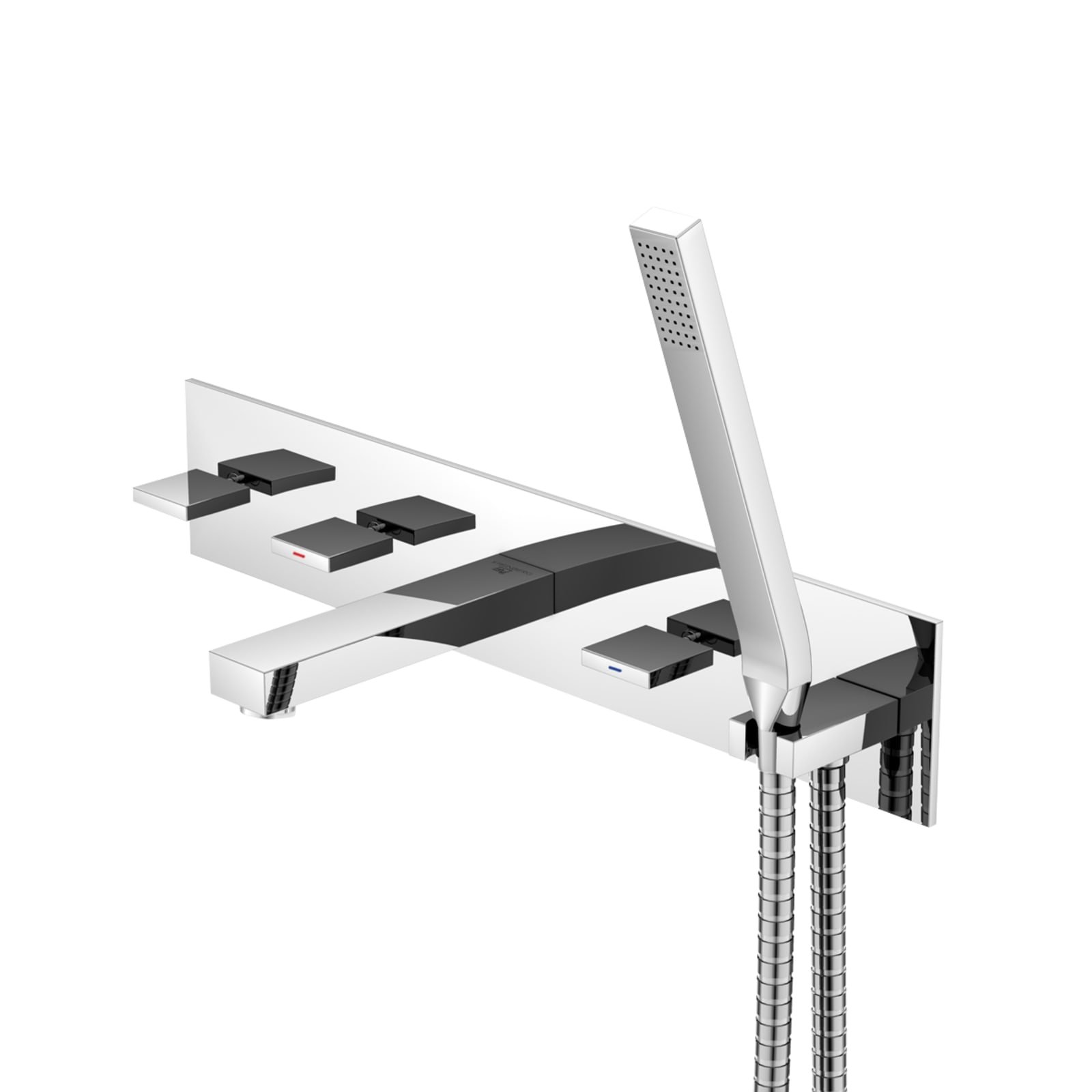 Steinberg 160 afbouwdeel tweegreeps met omstel, tbv bad (in muur), met douchegarnituur, met uitloop 170mm, chroom