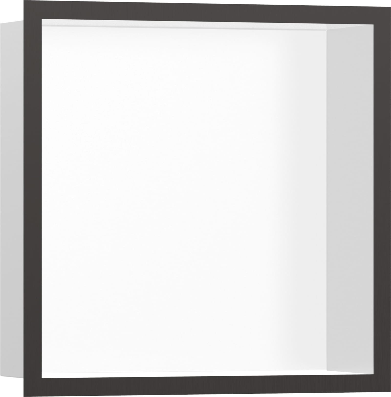 Hansgrohe XtraStoris Individual wandbox wit met designframe 300/300/100 Brushed Black Chrome