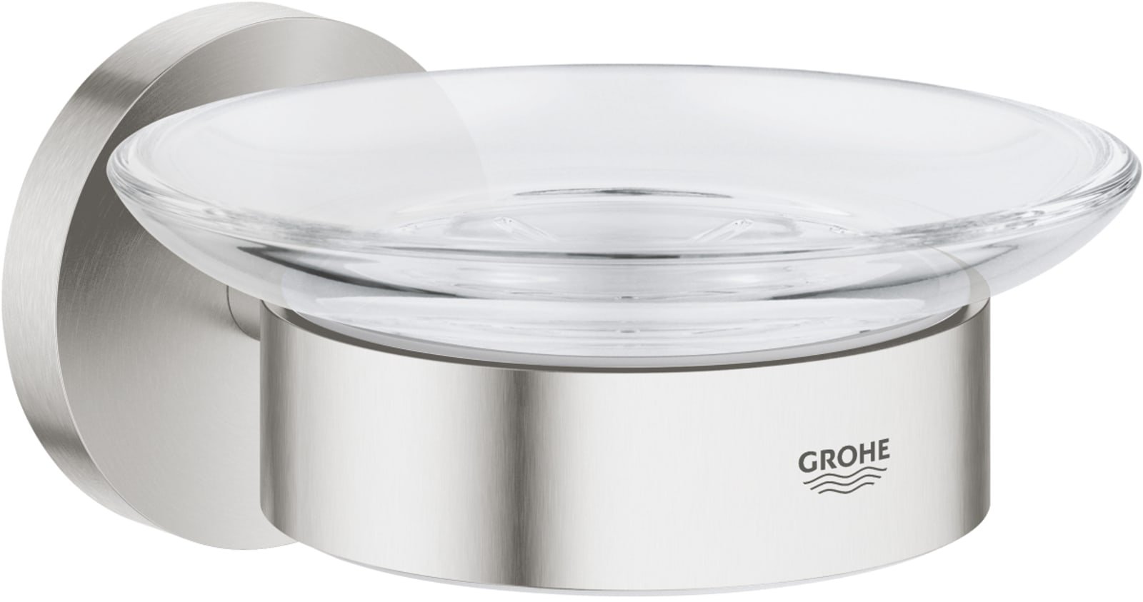 Grohe Essentials, Zeepschaal met houder, wand, 1-gats, metaal/glas, supersteel