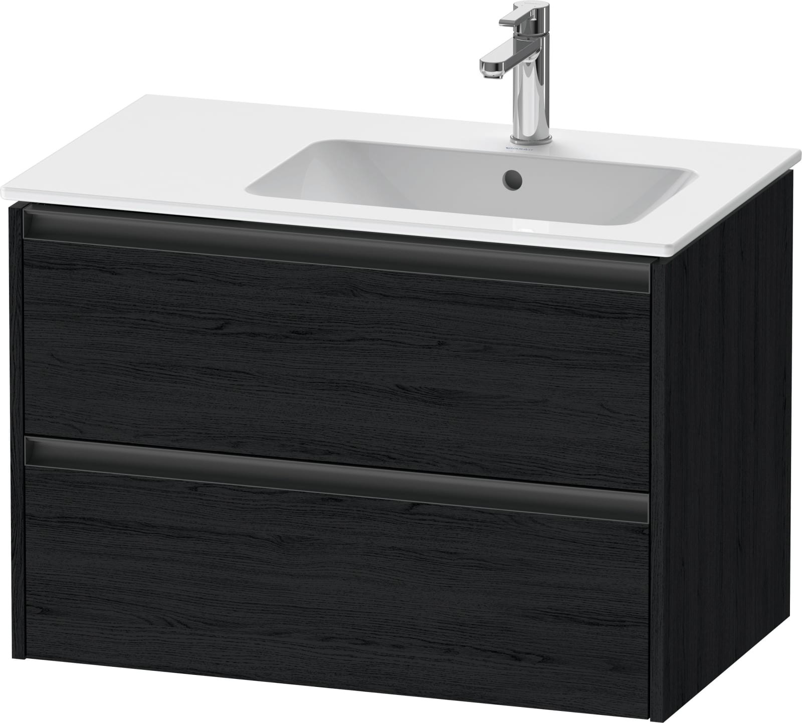 Duravit Ketho.2 Wastafelonderbouw hangend, Eiken zwart Mat, rechthoekig, aantal kleine lades: 2 – K25268016160000