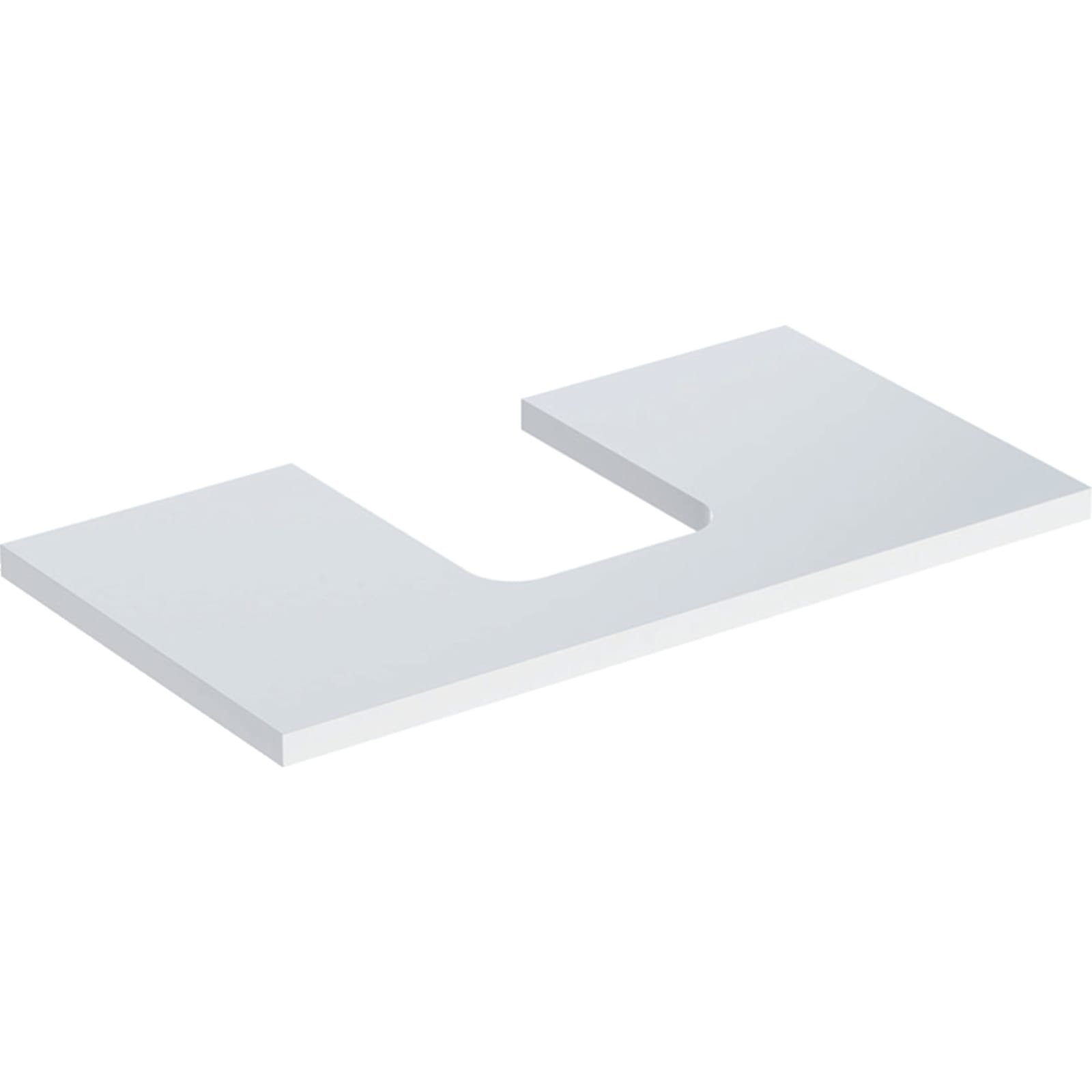 Geberit ONE wastafelblad voor opzetwastafel thin rim midden 90cm wit hoogglans