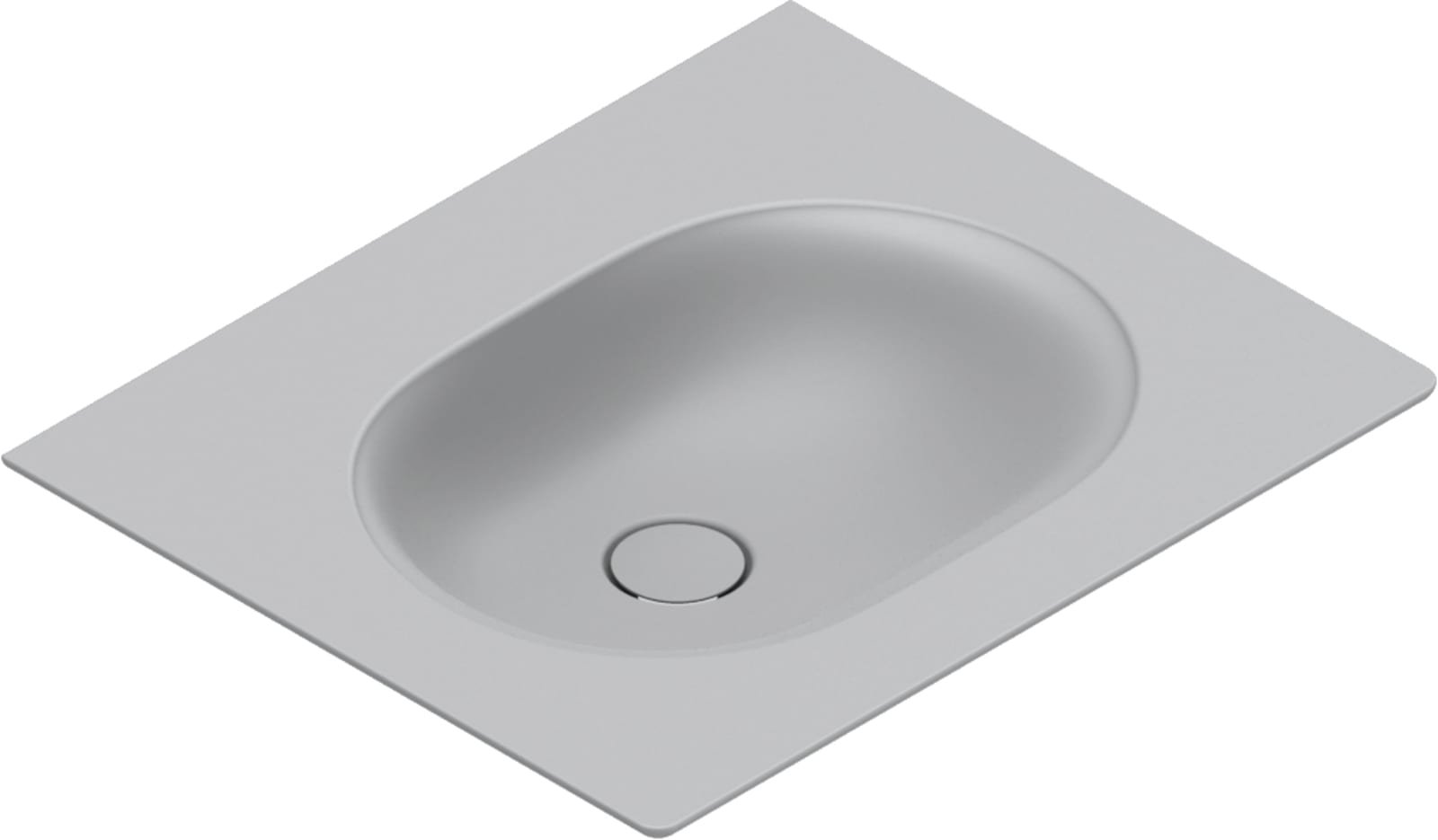 Catalano Sfera wastafel. Antibacterieel, voorzien voor 3 kraangaten, zonder overloop. 60x50 cm. Mat cement