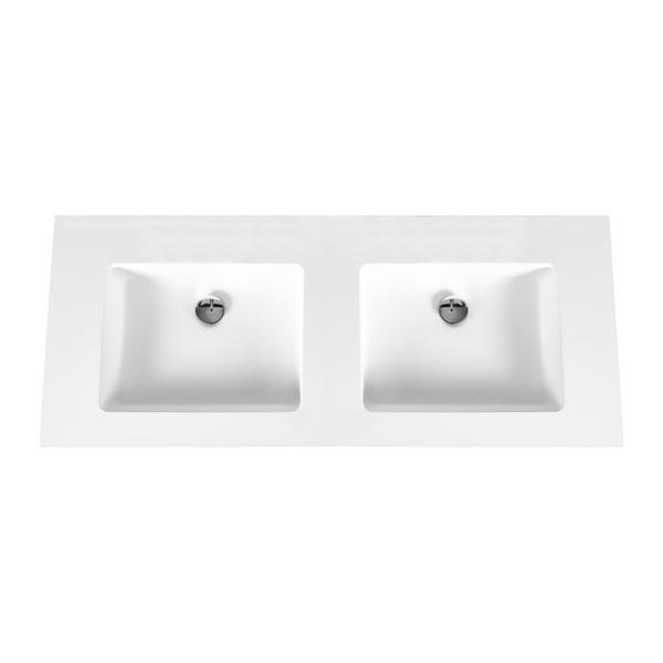ALONI SOLID SURFACE DUBBELE WASTAFEL ZONDER KRAANGAT (120CM) - WIT