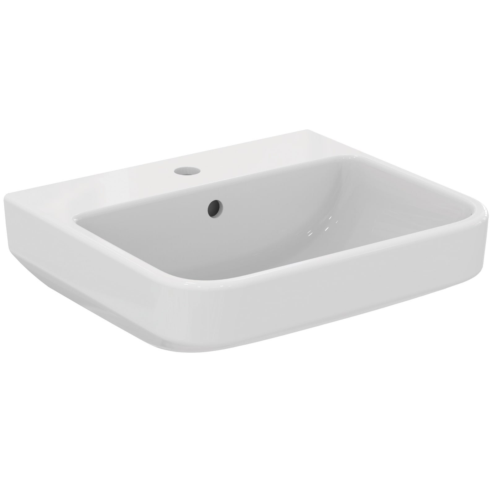 I.LIFE B | WASTAFEL 500X440X180 MM GLANZEND WIT, 1 KRAANGAT, MET OVERL
