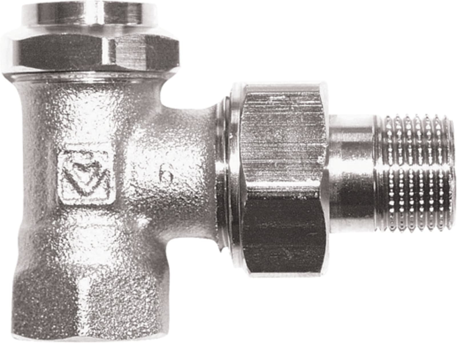 Herz voetventiel, messing, 3/8" (10), haaks, staartstuk/binnendraad, vernikkeld, bediening: binnenzeskant, aftapbaar