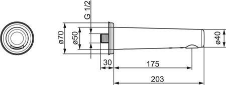 Hansaelectra elektronische wand-/tapkraan voor aansluiting op koud of voorgemengd water, sprong 175mm. Met Bluetooth, met batterij