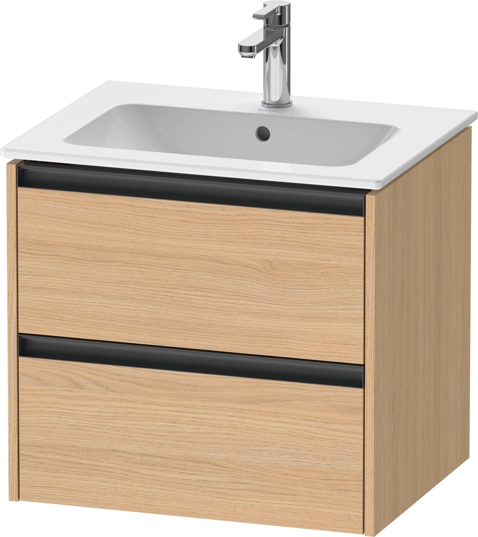 Duravit Ketho.2 Wastafelonderbouw hangend, Natuur eiken Mat, rechthoekig, aantal kleine lades: 2 – K25262030300000