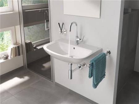Grohe Start Flow, Wastafelmengkraan, L-size, trekwaste, eengreeps, 1-gats, 310mm hoogte, 140mm uitloop, draaibaar, chroom