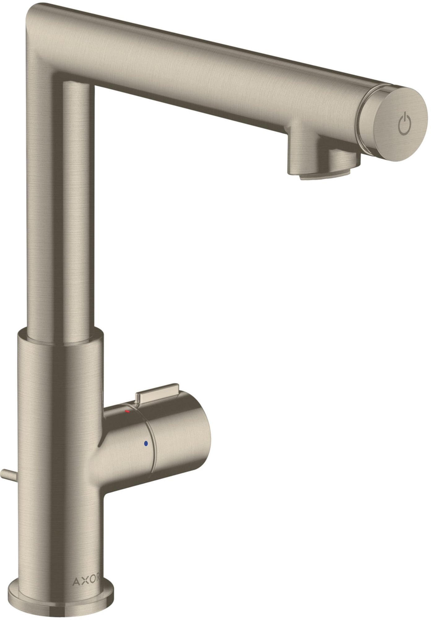AXOR Uno Select wastafelmengkraan 220 met pop-up wastegarnituur brushed nickel
