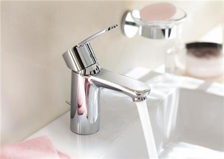 Grohe Eurostyle Cosmopolitan, Wastafelmengkraan, S-size, ES, trekwaste, eengreeps, 1-gats, 158mm hoogte, 100mm uitloop, vast, chroom