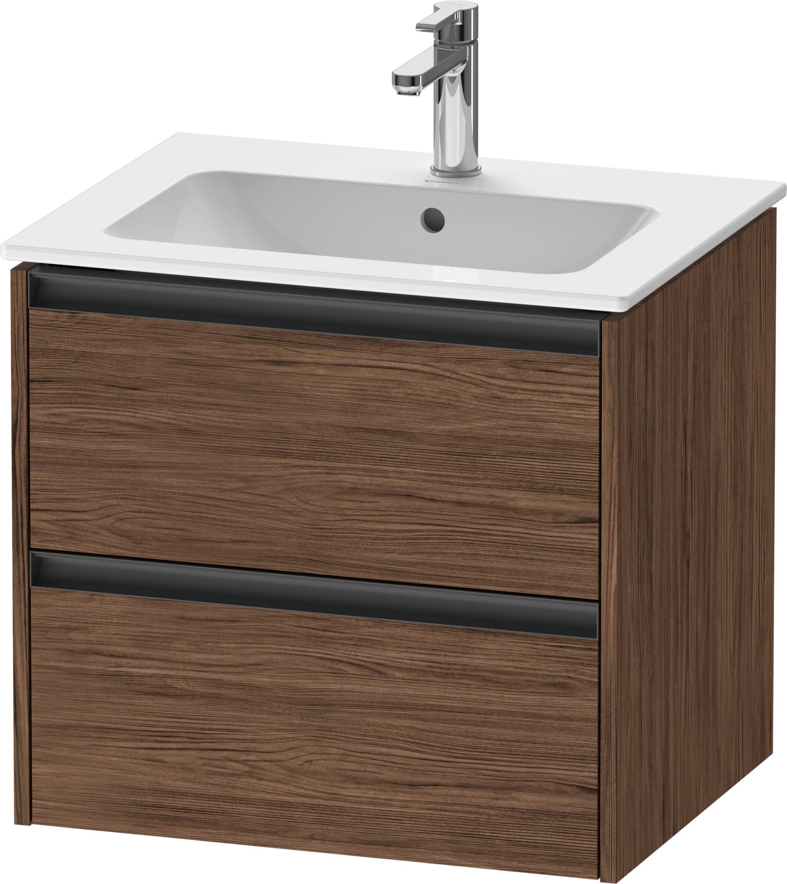 Duravit Ketho.2 Wastafelonderbouw hangend, Noten donker Mat, rechthoekig, aantal kleine lades: 2 – K25262021210000