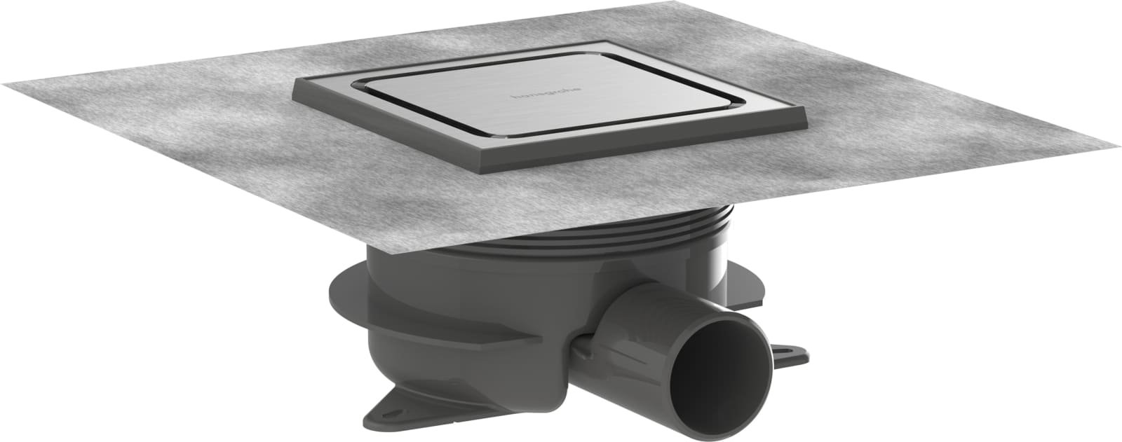Hansgrohe RainDrain Spot Plus compl.set 150/150 in hoogte verstelbaar frame Brushed Stainless Steel