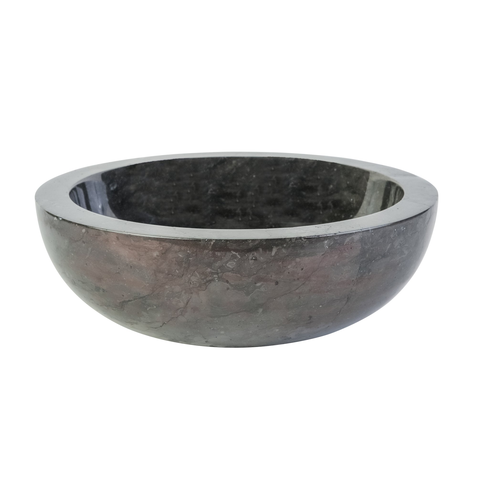 VOLLEDIG GEPOLIJSTE WASKOM VAN STEEN - ZWART MARMER 35x12CM