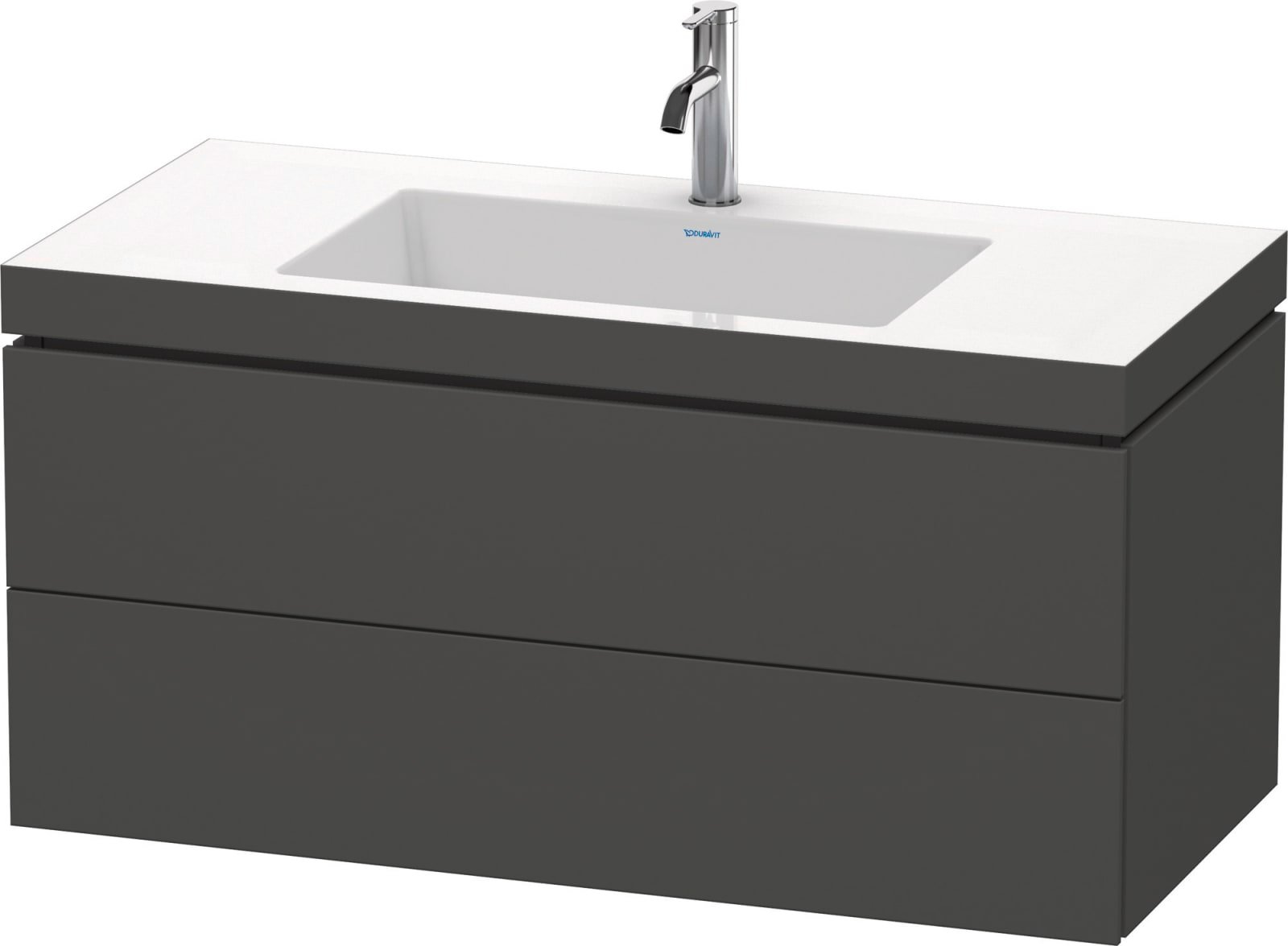 Duravit L Cube meubelwastafel C-bonded met onderbouw hangend - 1000mm breed, 2 lades, zonder overloop, één kraangat,  grafiet mat
