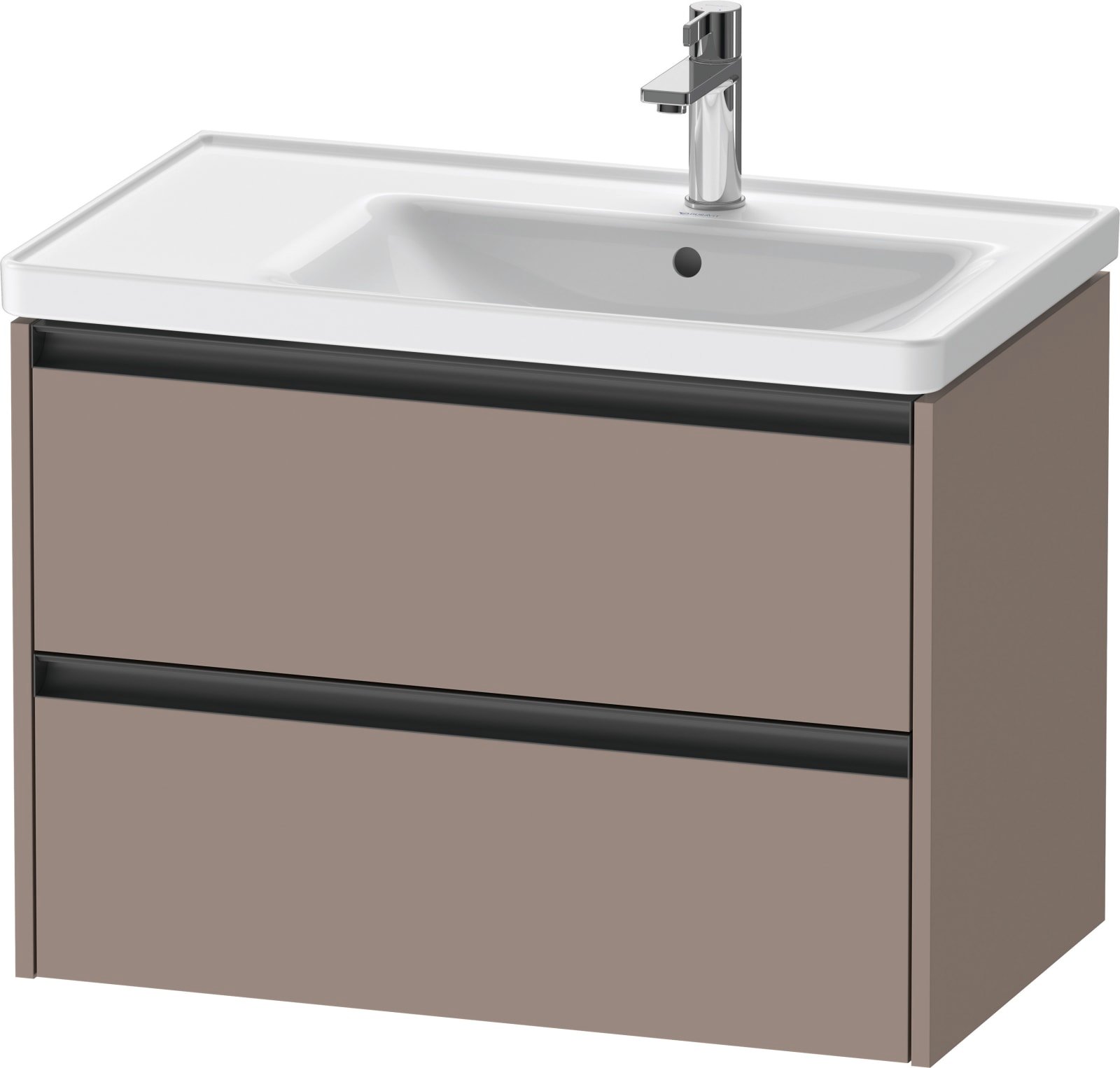Duravit Ketho.2 Wastafelonderbouw hangend, Basalt Mat, rechthoekig, aantal kleine lades: 2 – K25286043430000