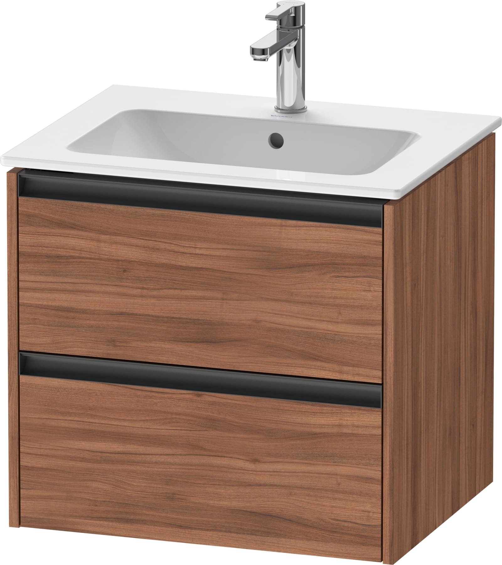 Duravit Ketho.2 Wastafelonderbouw hangend, Noten Mat, rechthoekig, aantal kleine lades: 2 – K25262079790000