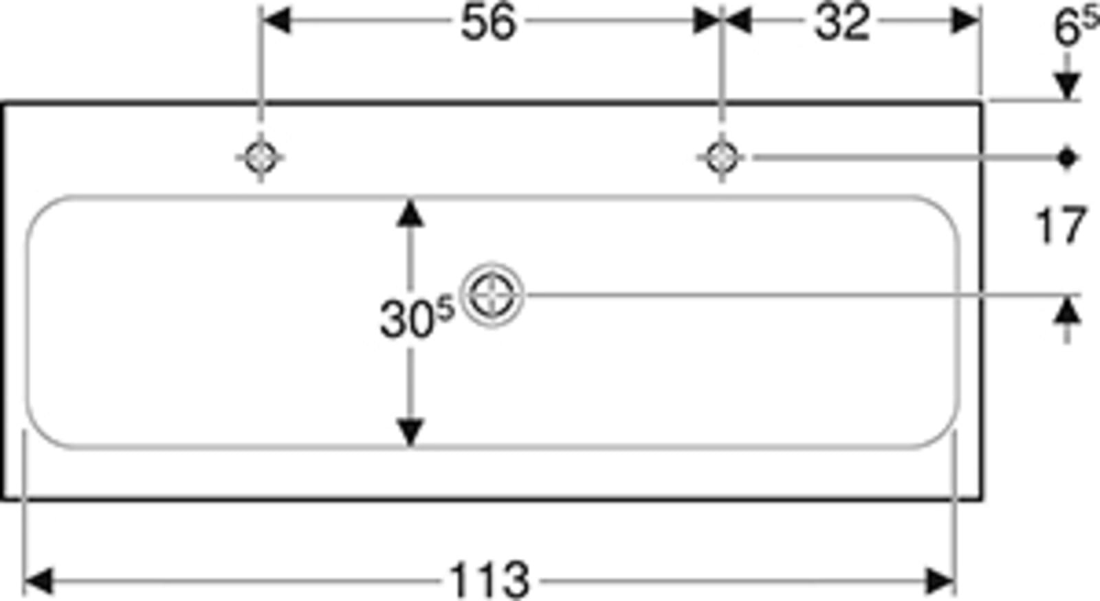 Geberit iCon Light wastafel 120x48cm kraangat links en rechts en zonder overloop, wit