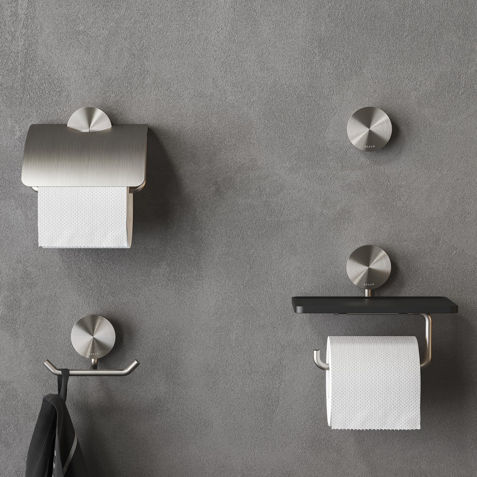 Geesa Opal handdoekhaak dubbel, RVS geborsteld