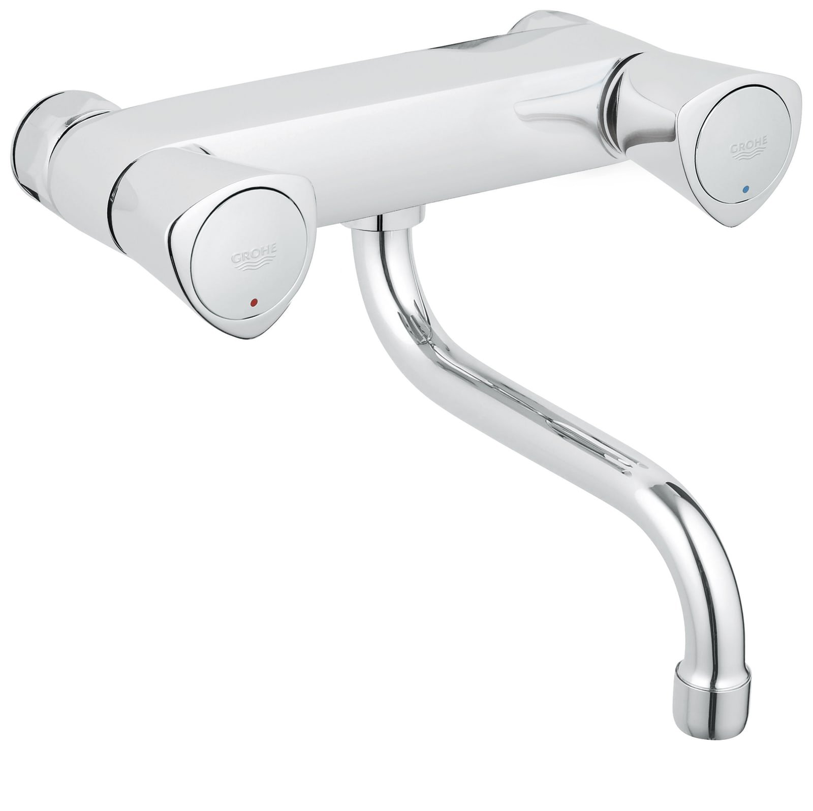 Grohe Costa S, Keukenmengkraan, wand, tweegreeps, 200mm onderuitloop, draaibaar, chroom