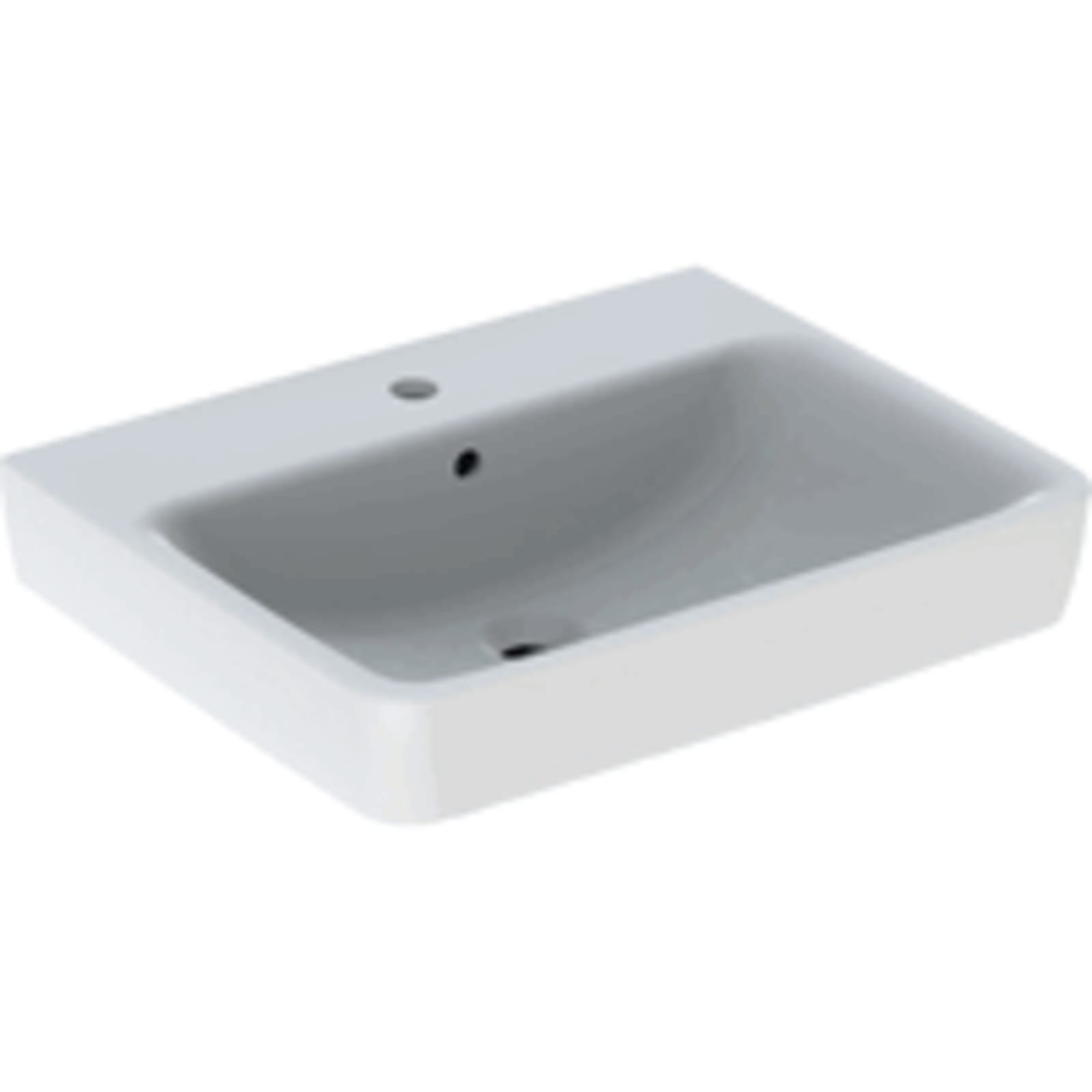Geberit Renova Plan wastafel 60x48cm, met kraangat met overloop, wit