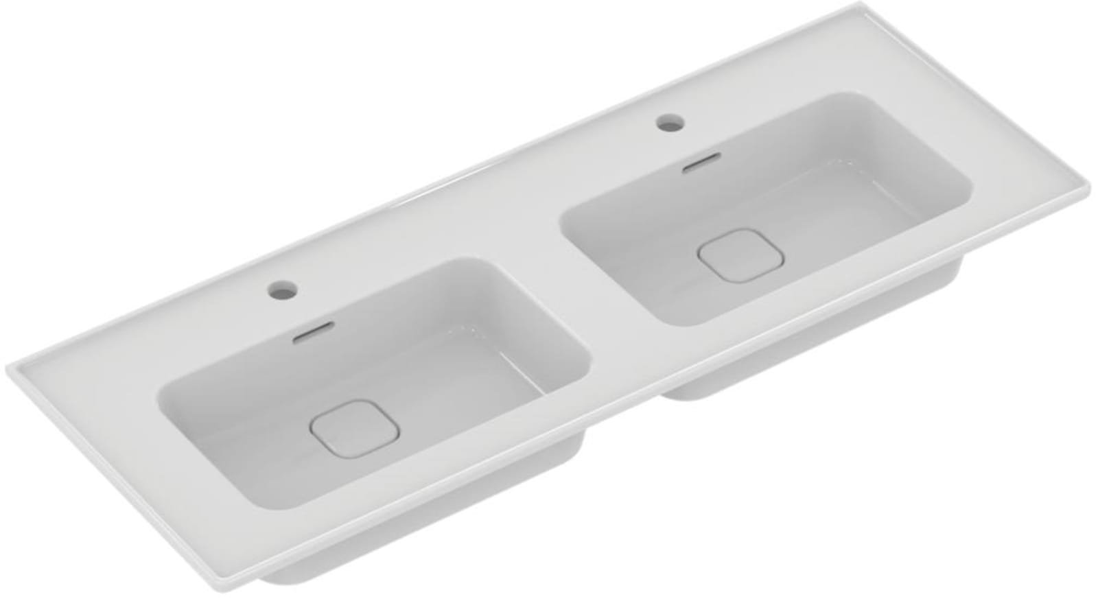 Ideal Standard, strada ii dubbele wastafel 124cm met kraangat met overloop wit
