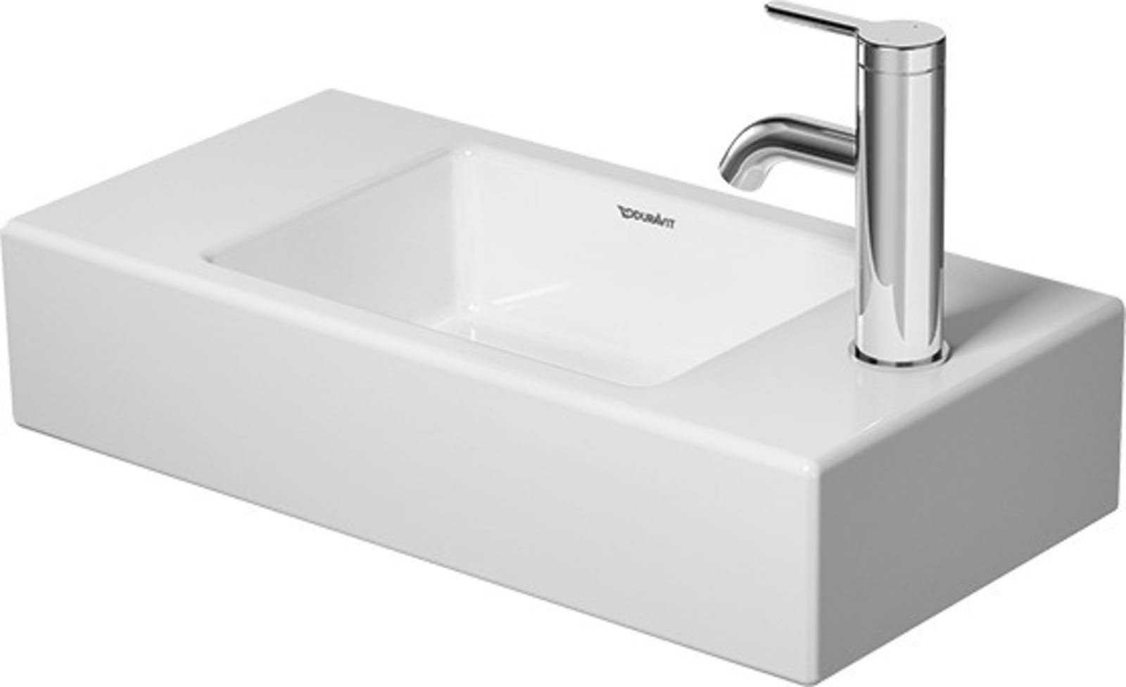 Duravit Vero Air Fonteintje 500 mm Wit Hoogglans, kraanvlak, aantal kraangaten per wasplaats: 1 – 0724500008