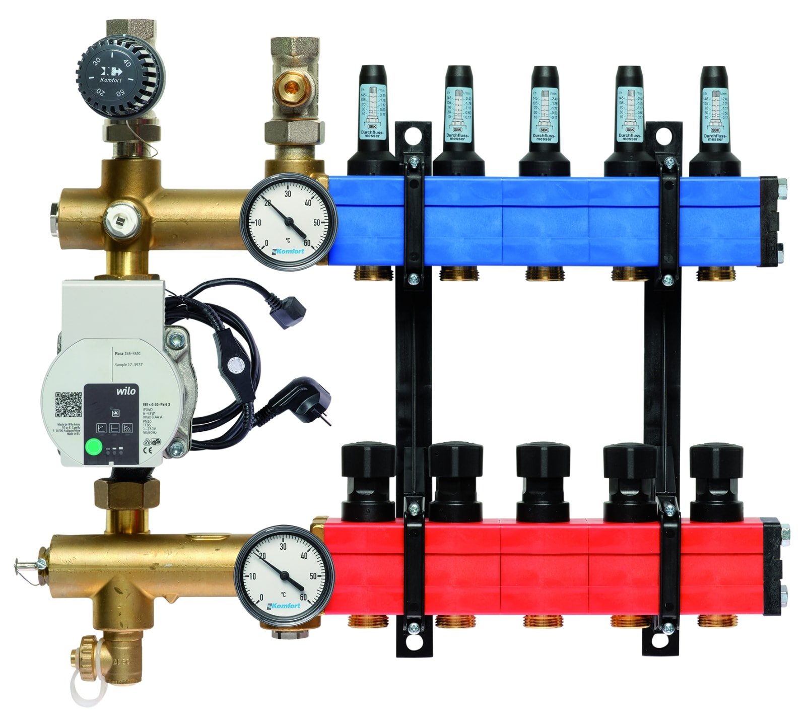 Nathan Komfort SBK verdeler type 4801 E-pomp boven aansluiting, 10 tot 145 l/u, 5-groeps