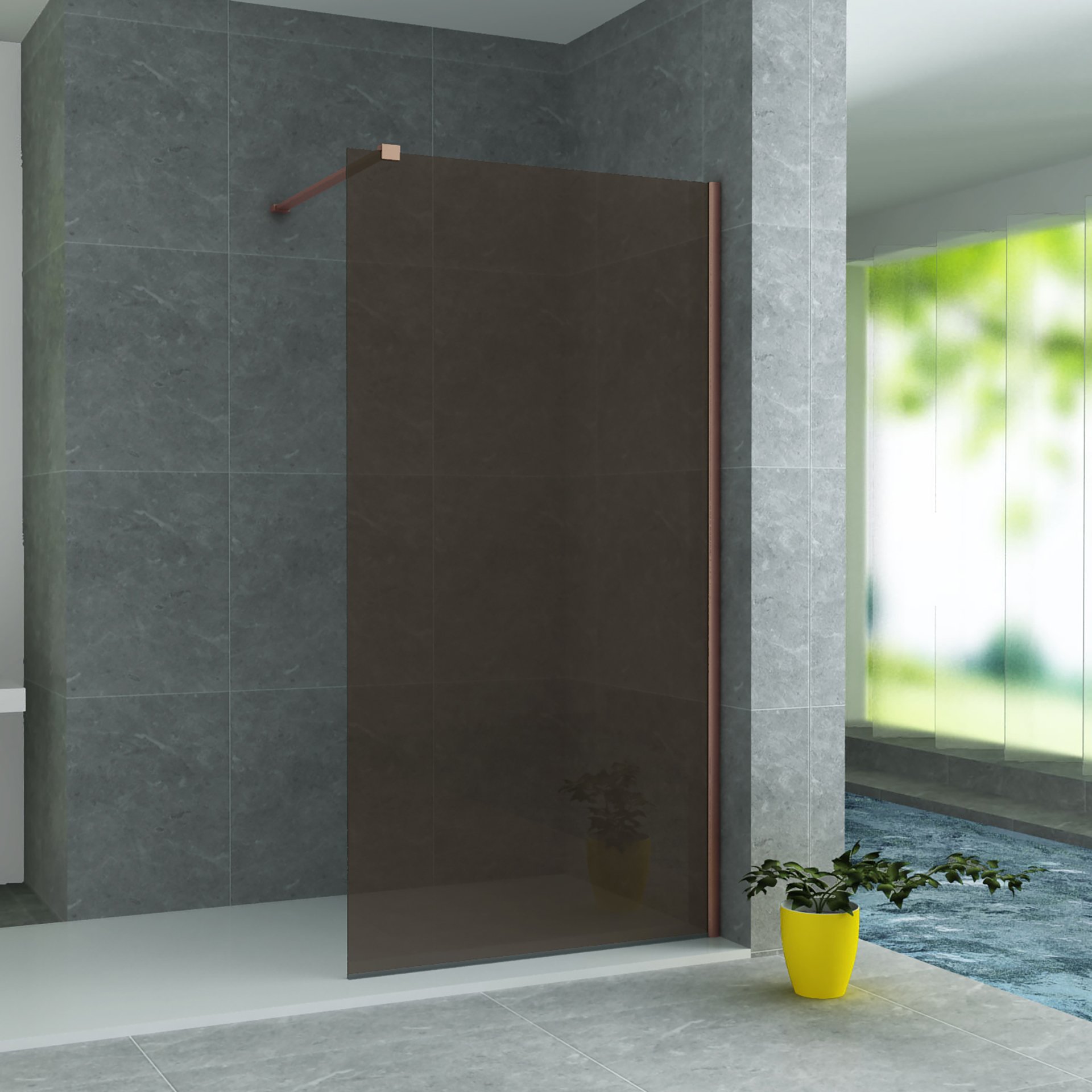 ALONI INLOOPDOUCHE - 900 X 2000MM - GEBORSTELD KOPER - CHAMPAGNE GLAS