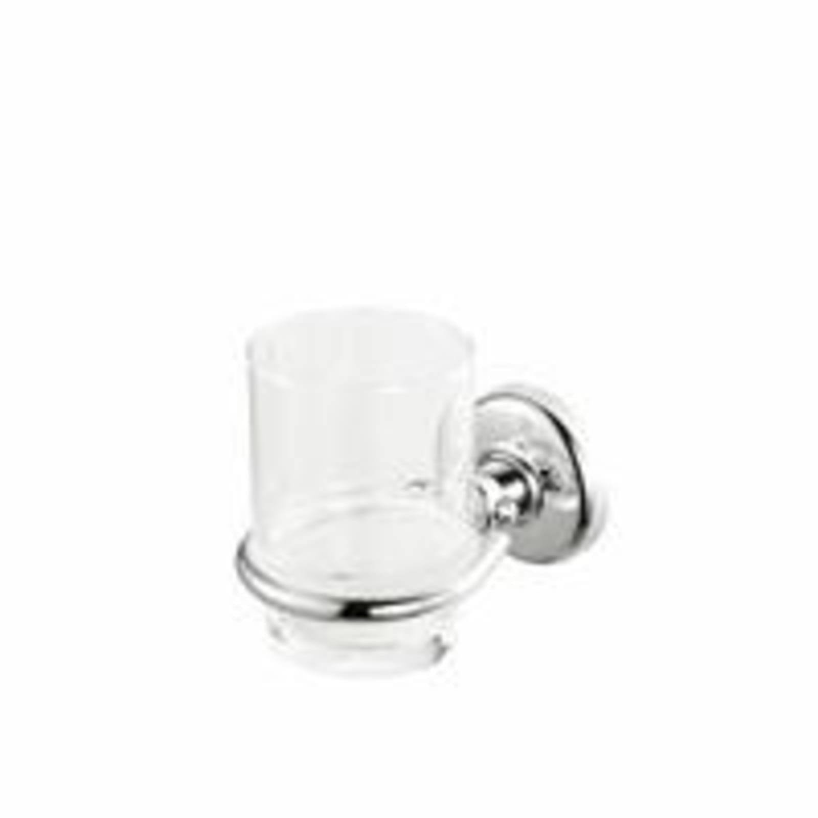 Geesa Hotel glashouder, messing, verchroomd, met beker, hxbxd 102x85x125mm, kleur chroom