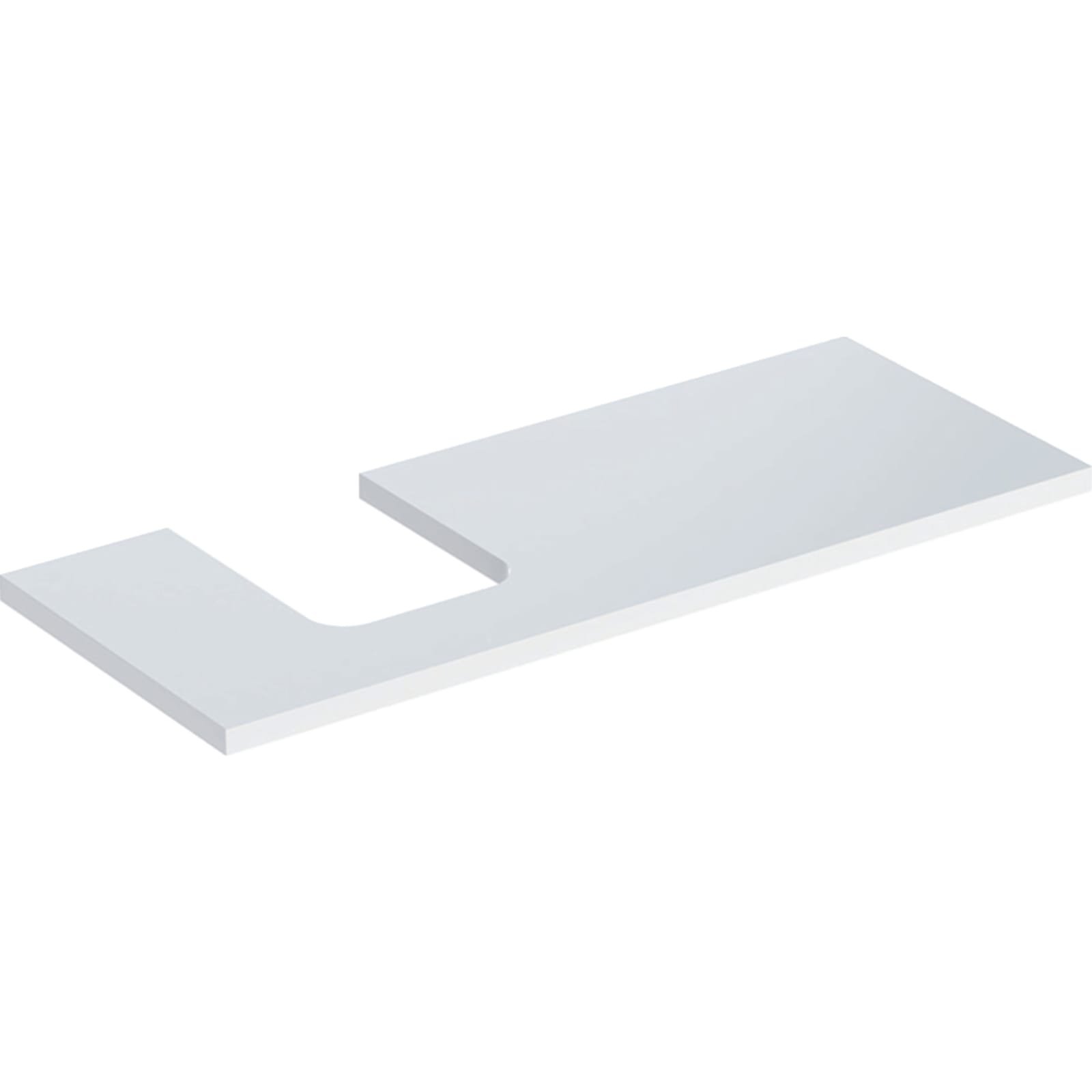 Geberit ONE wastafelblad voor opzetwastafel thin rim links 120cm wit hoogglans