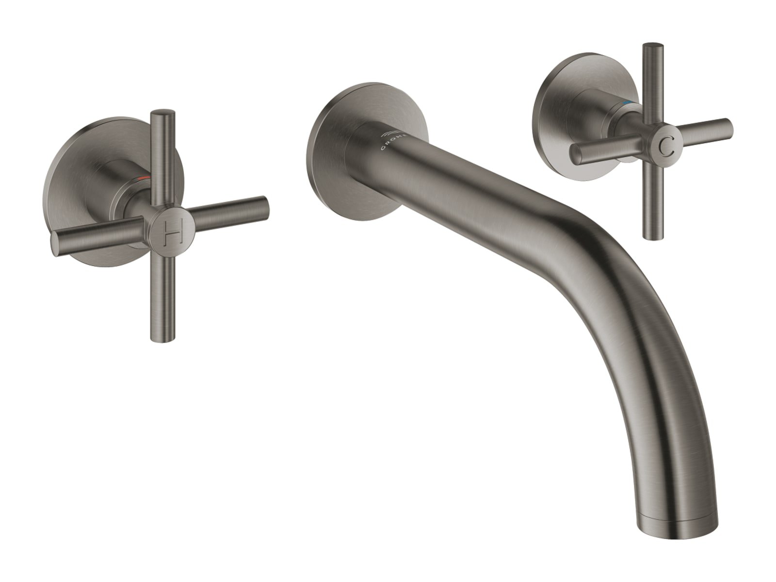 Atrio S-Size 3-Gats Wandmengkraan Kruisgrepen Hard Graphite Geborsteld