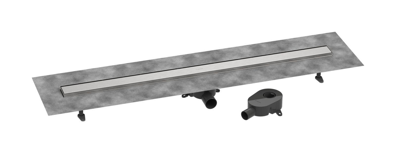 Hansgrohe RainDrain Go compl.set douchegoot 1200 beteglbr standaard/vlakke inst Brushed Stainless Steel