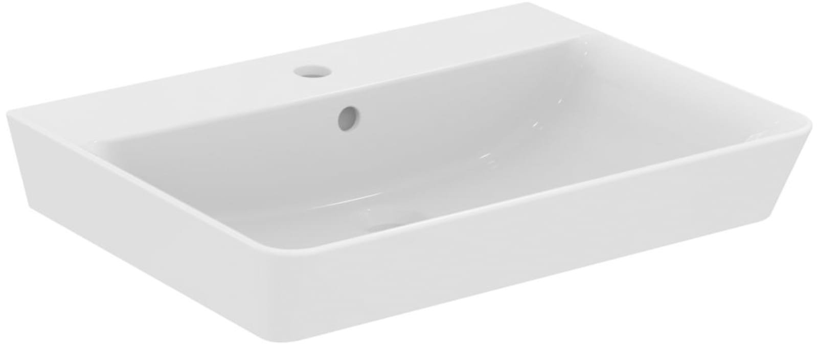 Ideal Standard, connect air wastafel cube 60cm met kraangat met overloop wit