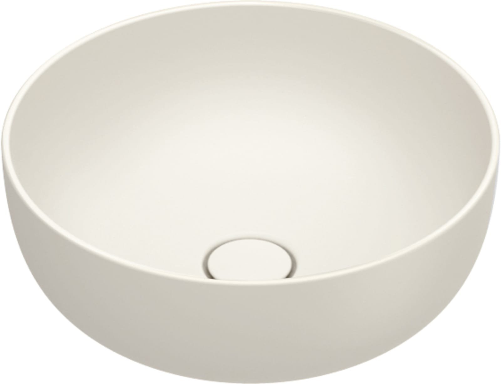 Catalano Sfera rond waskom, antibacterieel, zonder overloop. 42 cm dia er, h16 cm. Mat sabbia