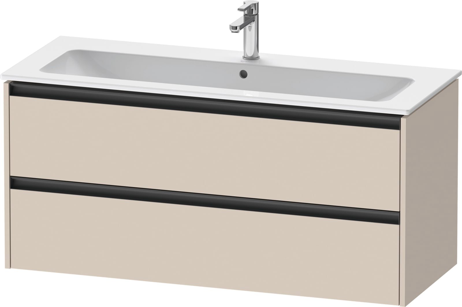 Duravit Ketho.2 Wastafelonderbouw hangend, Taupe Supermat, rechthoekig, aantal kleine lades: 2 – K25265083830000