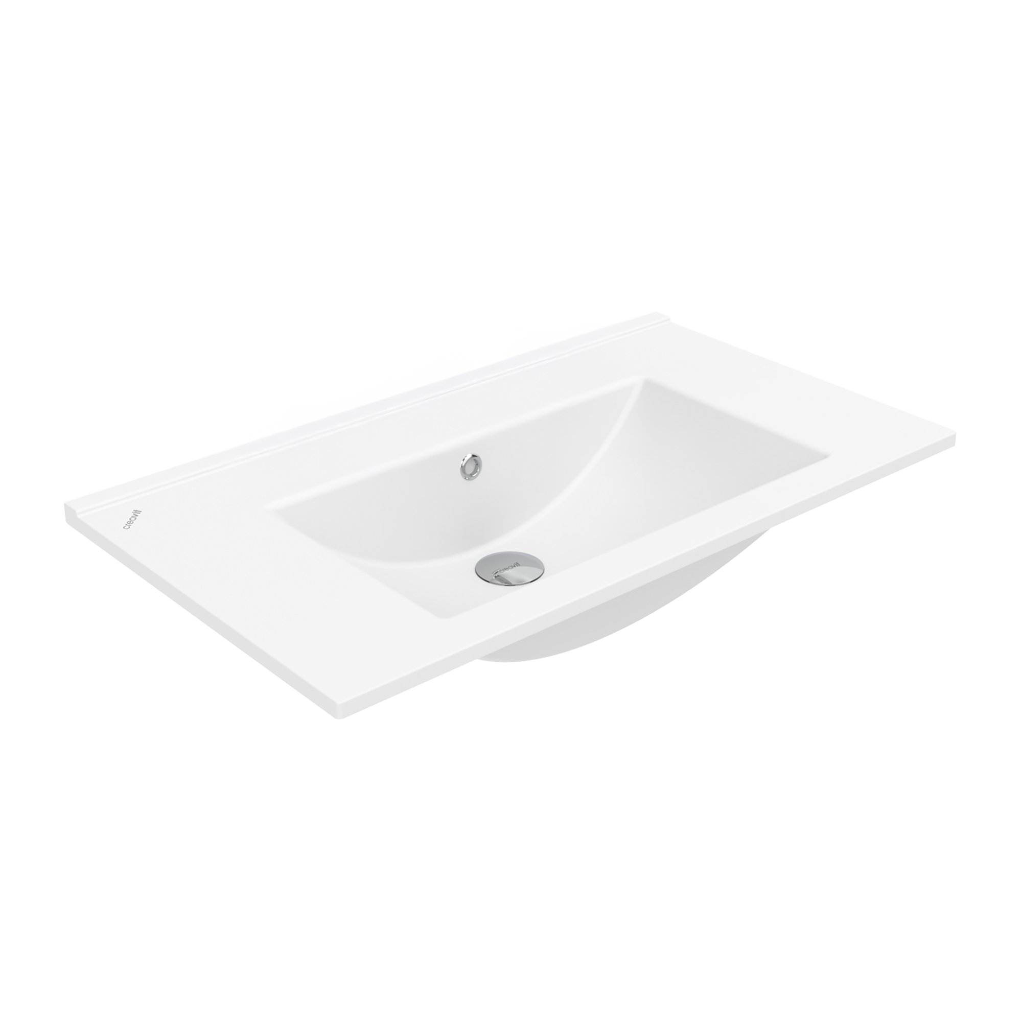 SU WASTAFEL - 1 WASBAK - ZONDER KRAANGAT - KERAMIEK - 80X45CM - GLANZEND WIT