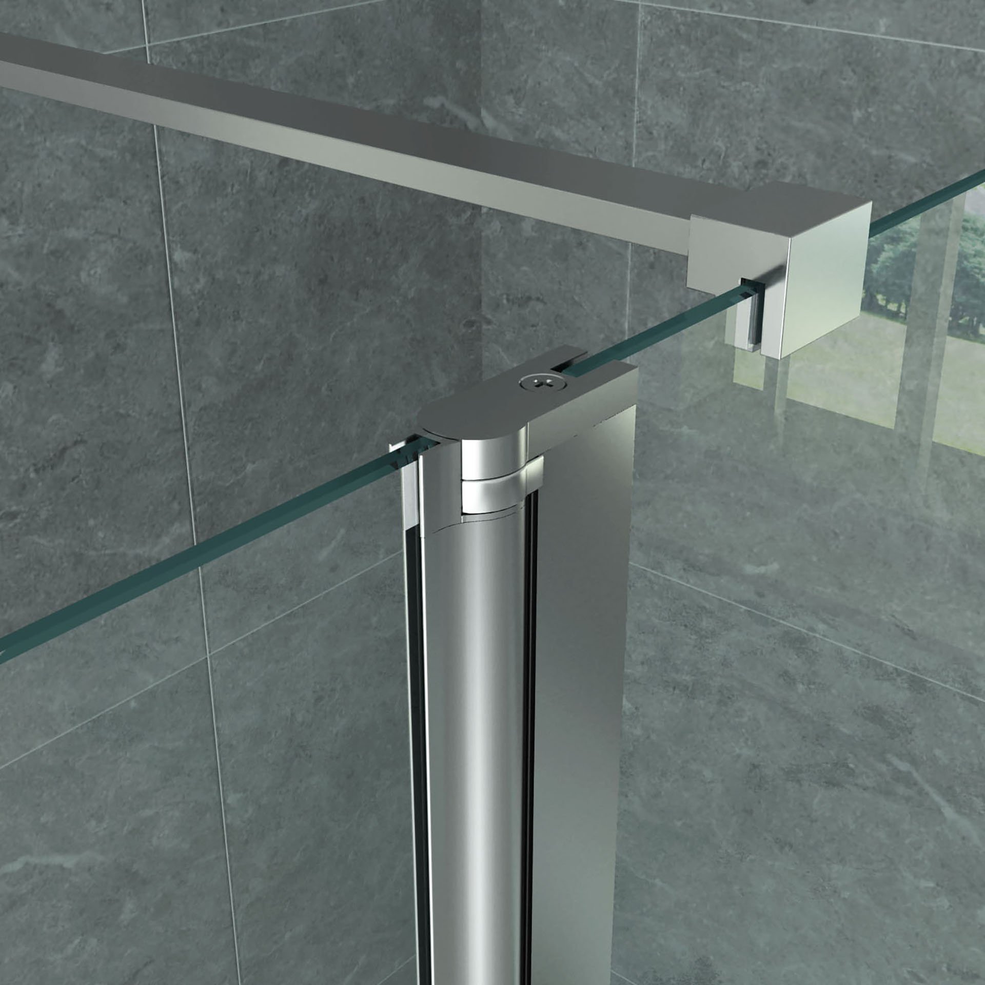 ALONI ZIJWAND MET VERBINDINGSPROFIEL VOOR INLOOPDOUCHE - DRAAIBAAR - 400 X 2000MM - CHROOM - HELDER GLAS thumbnail 5