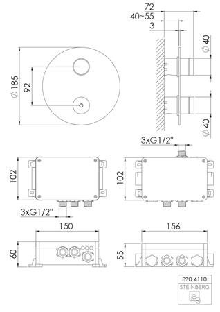 Steinberg serie 390 volledig elektronische mengkraan met digitaal display, ronde vorm. Met 2-weg omstelling, temperatuurregeling, zonder volumeregeling. Chroom